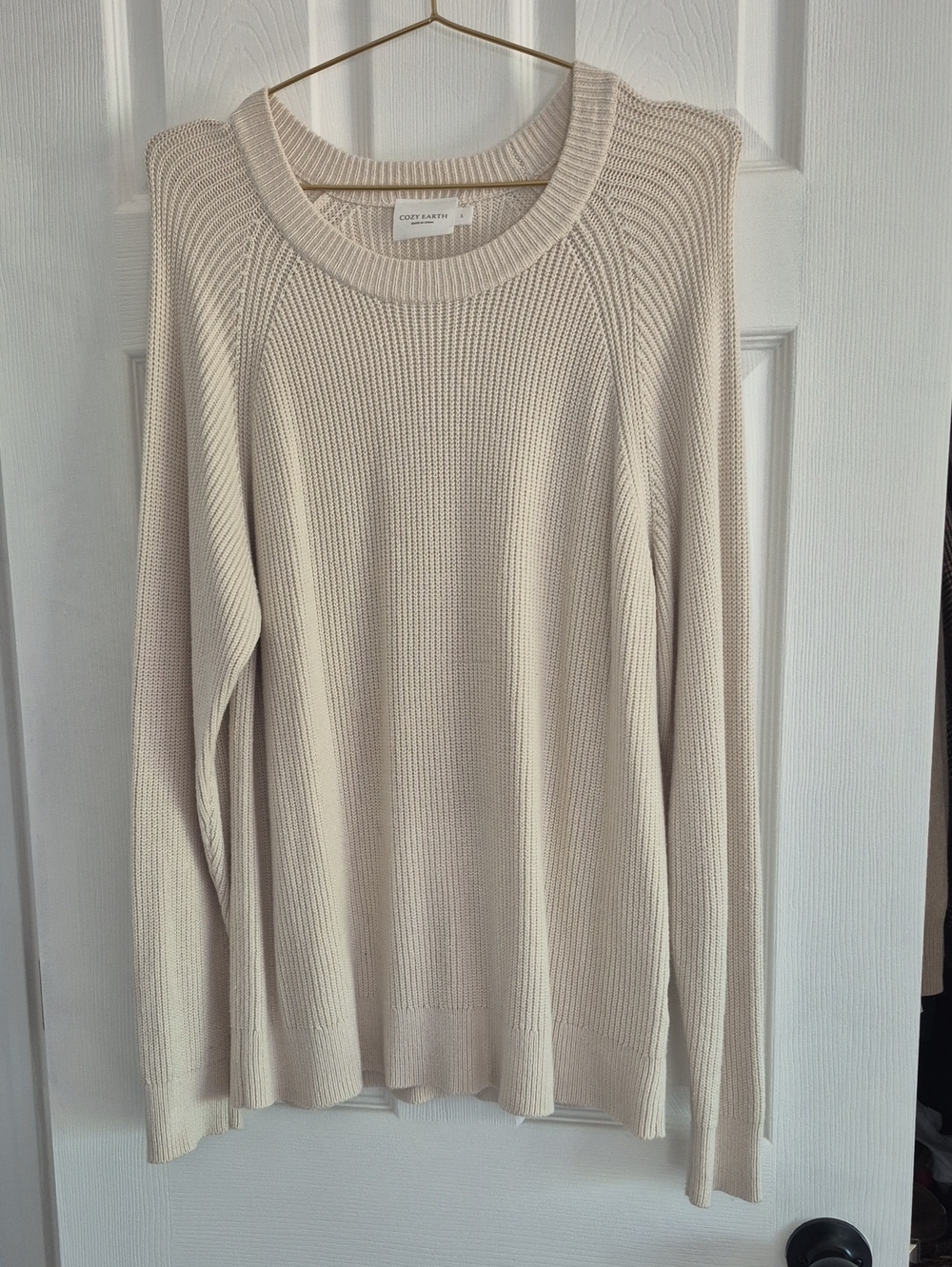 CozyEarth Lightweight Crewneck Sweater in Light Cream
